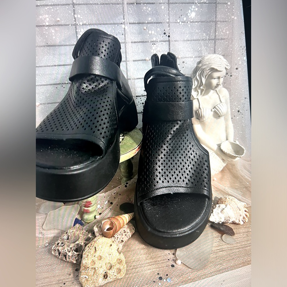 Faux, leather platform, sandals